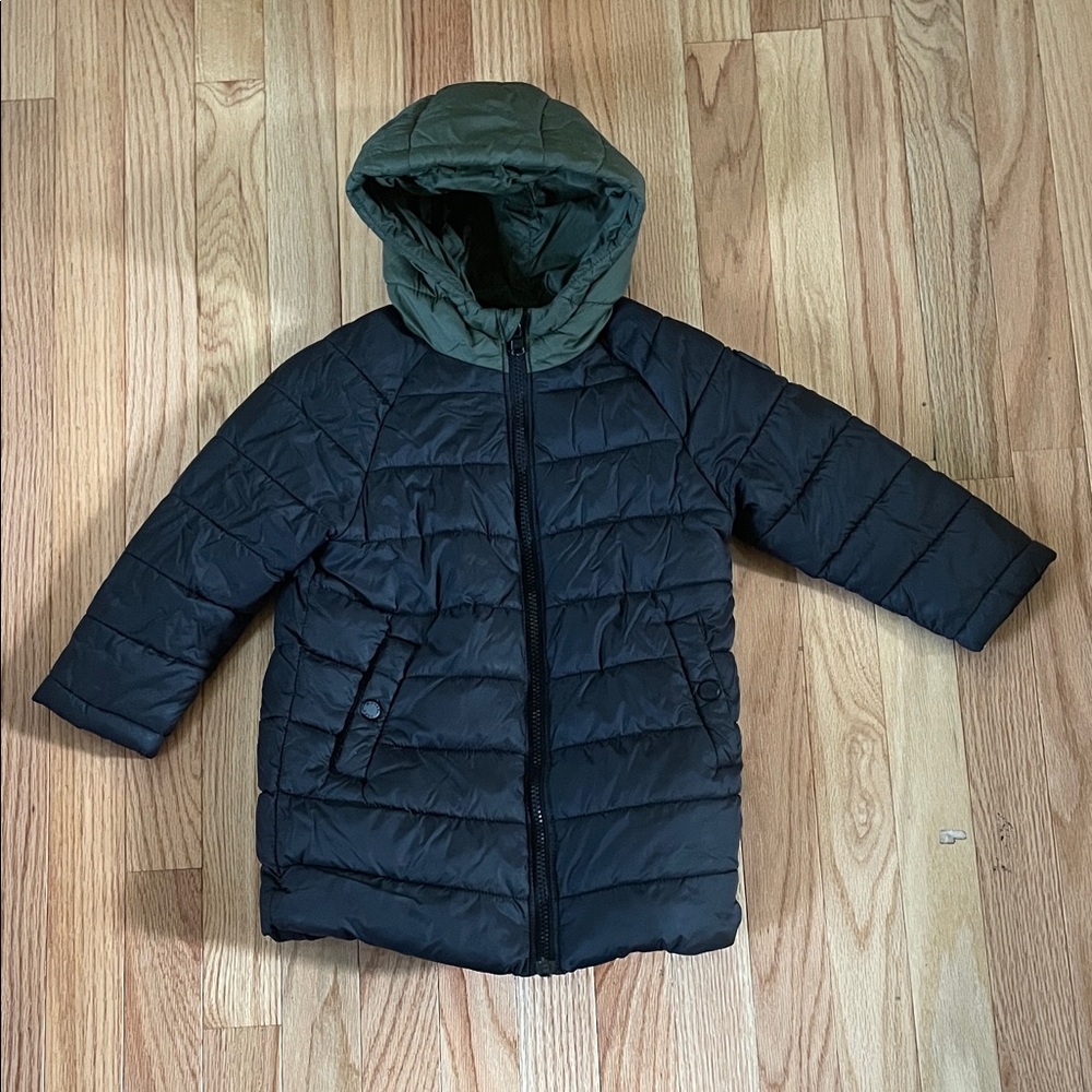 Michael Kors Puffer Jacket Boys 3T Black Green Quilted Winter Outdoors